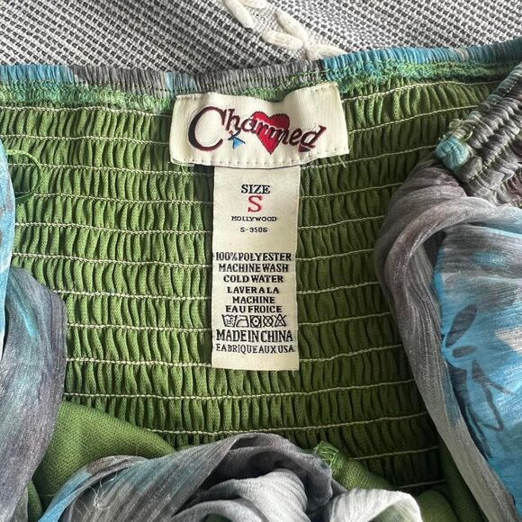 VTG Y2k Halter Top Smocked Going Out Blouse Size Small - Picture 7 of 8